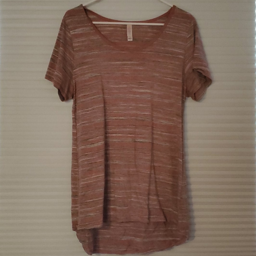 Lularoe Large Classic red and gray stripped